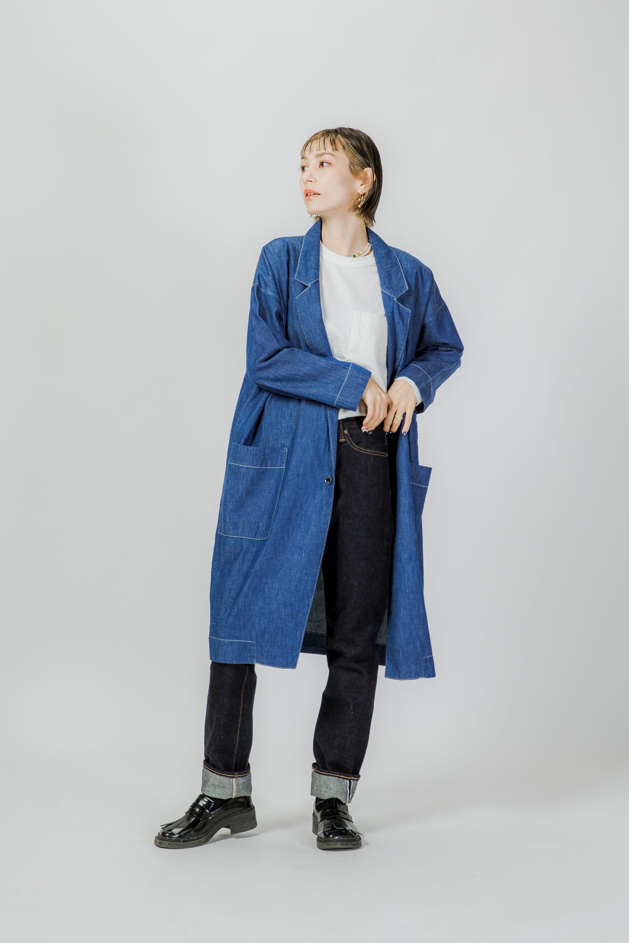 Oversized Shop Coat - light blue