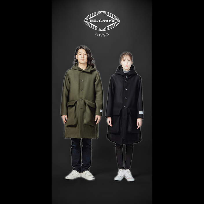 RMS-01 WOOL HOODED COAT BLACK