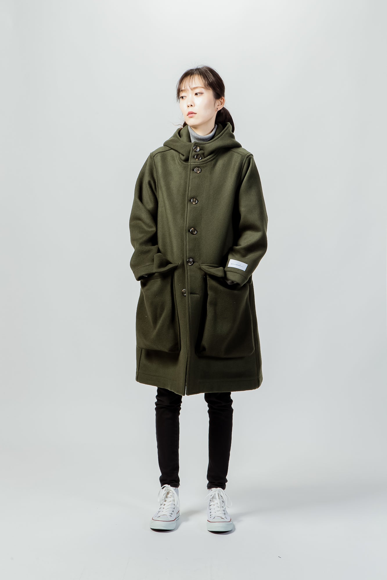 RMS-01 WOOL HOODED COAT GREEN