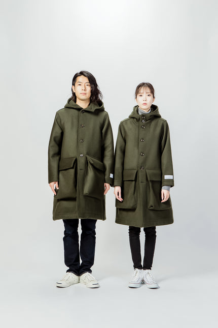 RMS-01 WOOL HOODED COAT GREEN